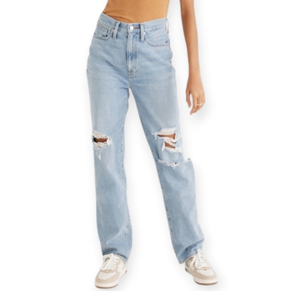 Madewell Baggy Straight Leg Jeans Distressed Earlhurst Light Wash 24 - Picture 1 of 16